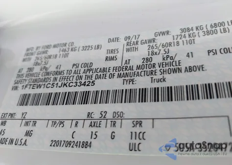 2018 Ford F-150 Xlt from USA, damaged, VIN 1FTEW1C51JKC33425